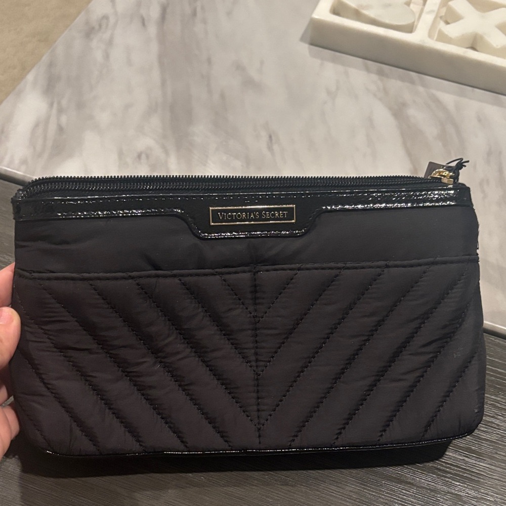 Victoria's Secret Black Quilted cosmetic makeup Pouch Case